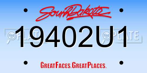 19402U1 South Dakota License Plate