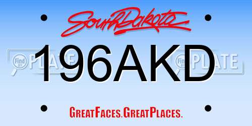 196AKD South Dakota License Plate