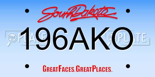 196AKO South Dakota License Plate
