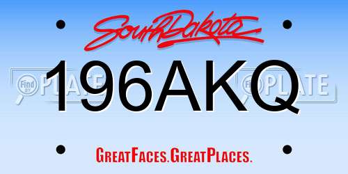 196AKQ South Dakota License Plate