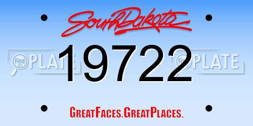 19722 South Dakota License Plate