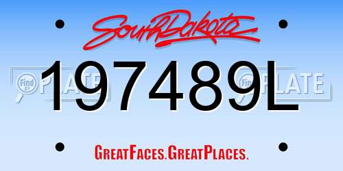 197489L South Dakota License Plate