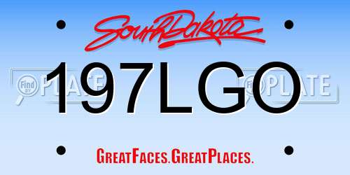 197LGO South Dakota License Plate
