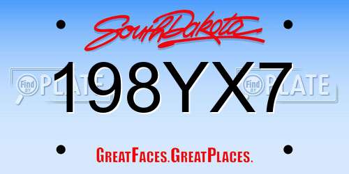 198YX7 South Dakota License Plate