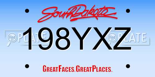 198YXZ South Dakota License Plate