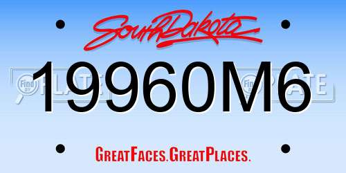 19960M6 South Dakota License Plate