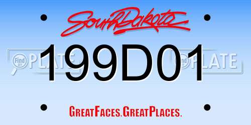 199D01 South Dakota License Plate