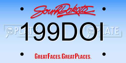 199DOI South Dakota License Plate