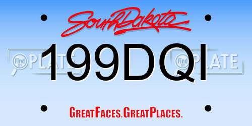 199DQI South Dakota License Plate