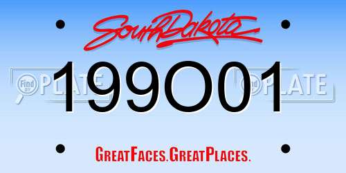 199O01 South Dakota License Plate