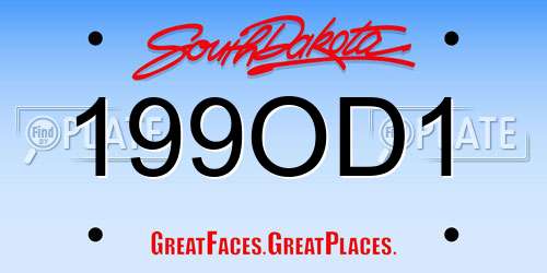 199OD1 South Dakota License Plate