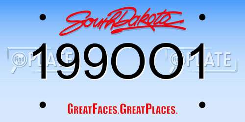 199OO1 South Dakota License Plate