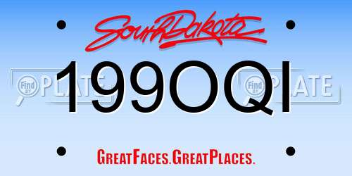 199OQI South Dakota License Plate