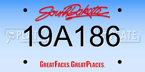 19A186 South Dakota License Plate