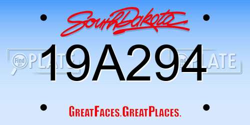 19A294 South Dakota License Plate