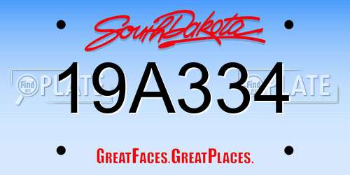 19A334 South Dakota License Plate