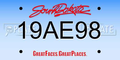 19AE98 South Dakota License Plate