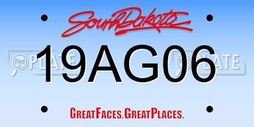 19AG06 South Dakota License Plate
