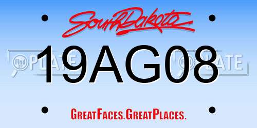 19AG08 South Dakota License Plate