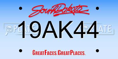 19AK44 South Dakota License Plate