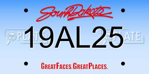 19AL25 South Dakota License Plate