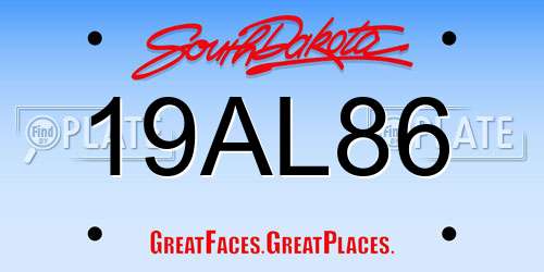 19AL86 South Dakota License Plate