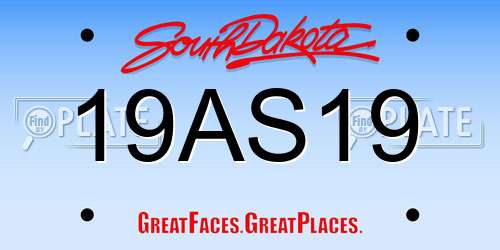 19AS19 South Dakota License Plate