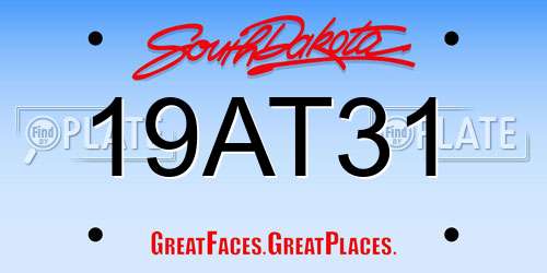 19AT31 South Dakota License Plate