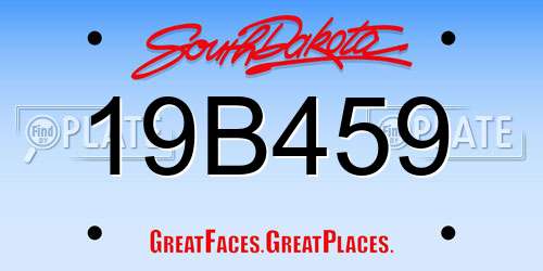 19B459 South Dakota License Plate