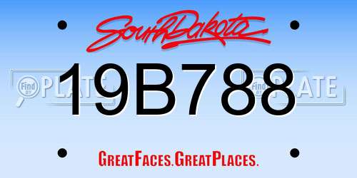 19B788 South Dakota License Plate