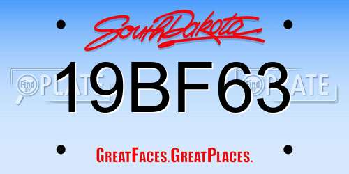 19BF63 South Dakota License Plate
