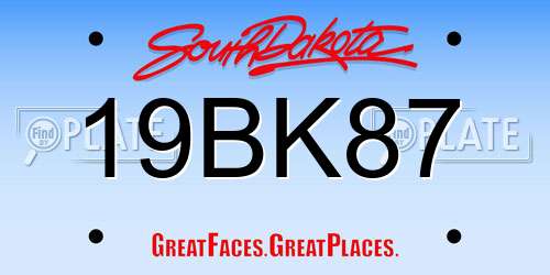19BK87 South Dakota License Plate