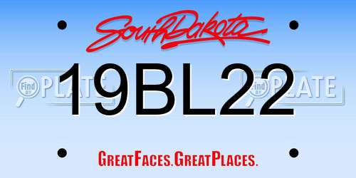 19BL22 South Dakota License Plate