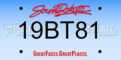 19BT81 South Dakota License Plate