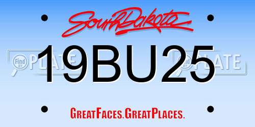 19BU25 South Dakota License Plate