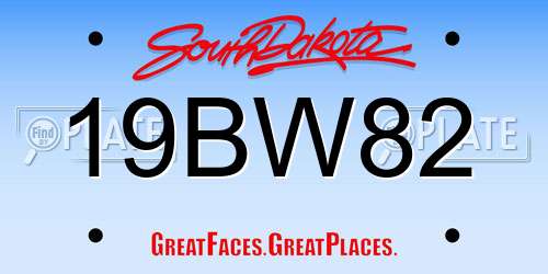 19BW82 South Dakota License Plate