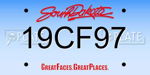 19CF97 South Dakota License Plate