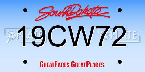 19CW72 South Dakota License Plate