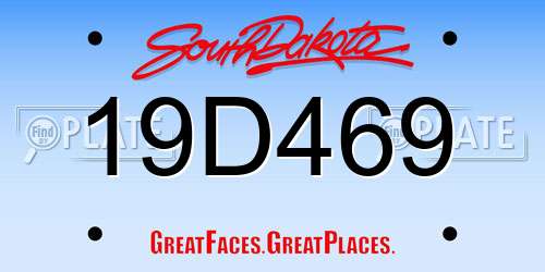 19D469 South Dakota License Plate