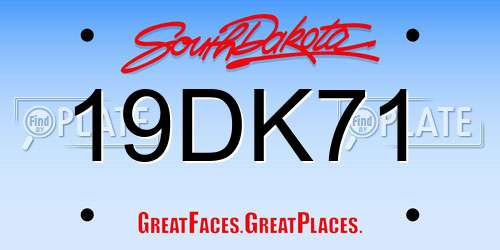 19DK71 South Dakota License Plate