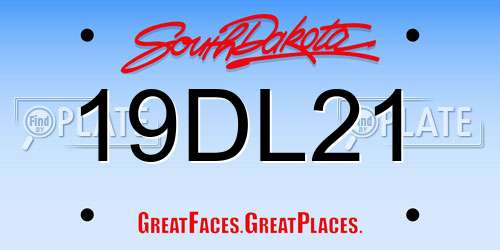 19DL21 South Dakota License Plate