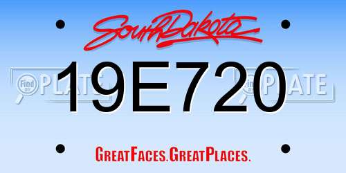19E720 South Dakota License Plate