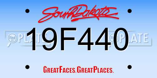 19F440 South Dakota License Plate
