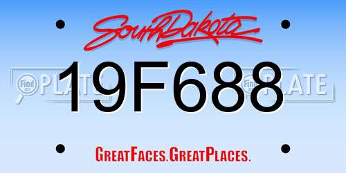 19F688 South Dakota License Plate