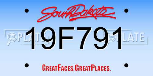19F791 South Dakota License Plate