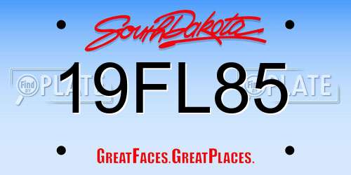 19FL85 South Dakota License Plate