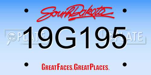 19G195 South Dakota License Plate