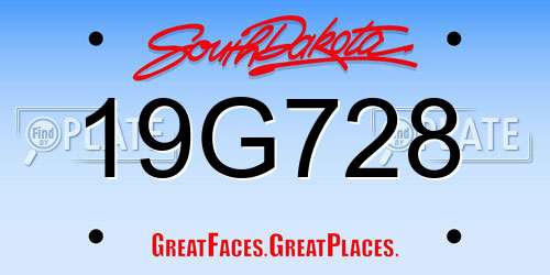 19G728 South Dakota License Plate