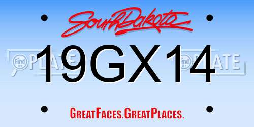 19GX14 South Dakota License Plate