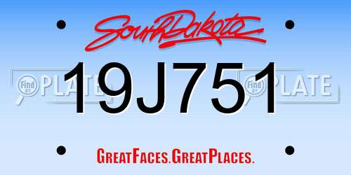 19J751 South Dakota License Plate